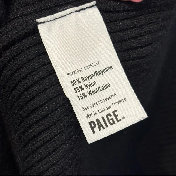 Paige Jeanie Black Ribbed V-Cutout Choker Sweater XS - Picture 6 of 7